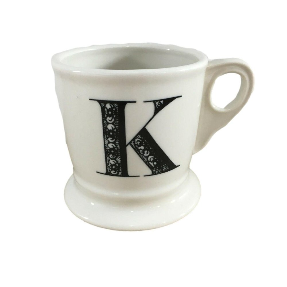 Anthropologie Mug Monogram Letter K Alphabet Coffee Tea Black White Minimalist